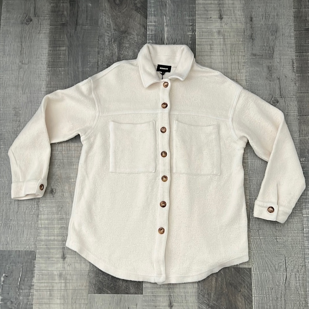 MONROW Teddy Jacket in Cream - Size S